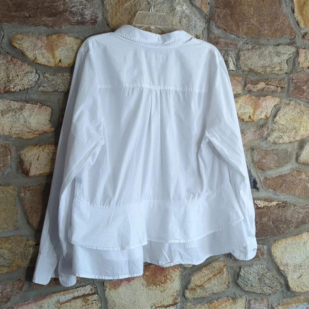 Kate Spade broome Street White Button-Up peplum Shirt